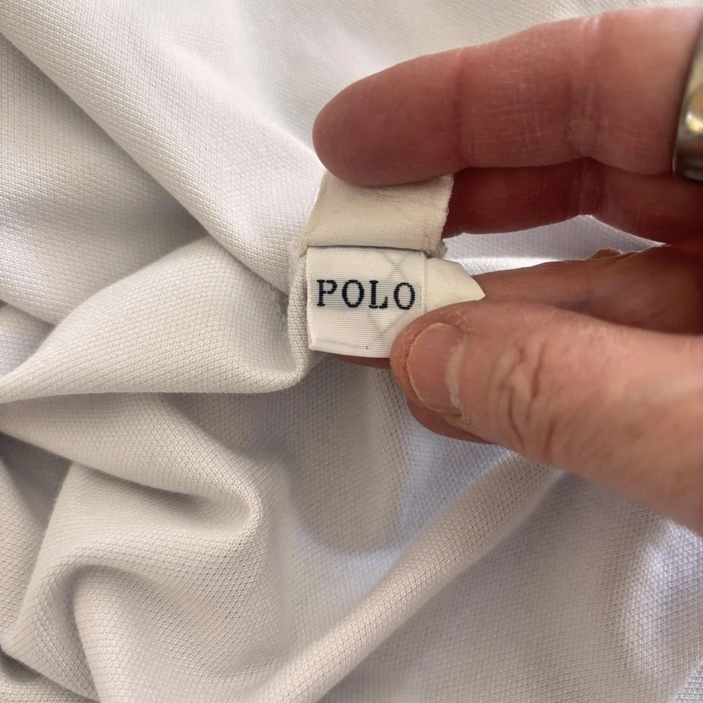 Polo Ralph Lauren Polo Shirt Mens XL White Polo 67 Training Large Pony FLAWS